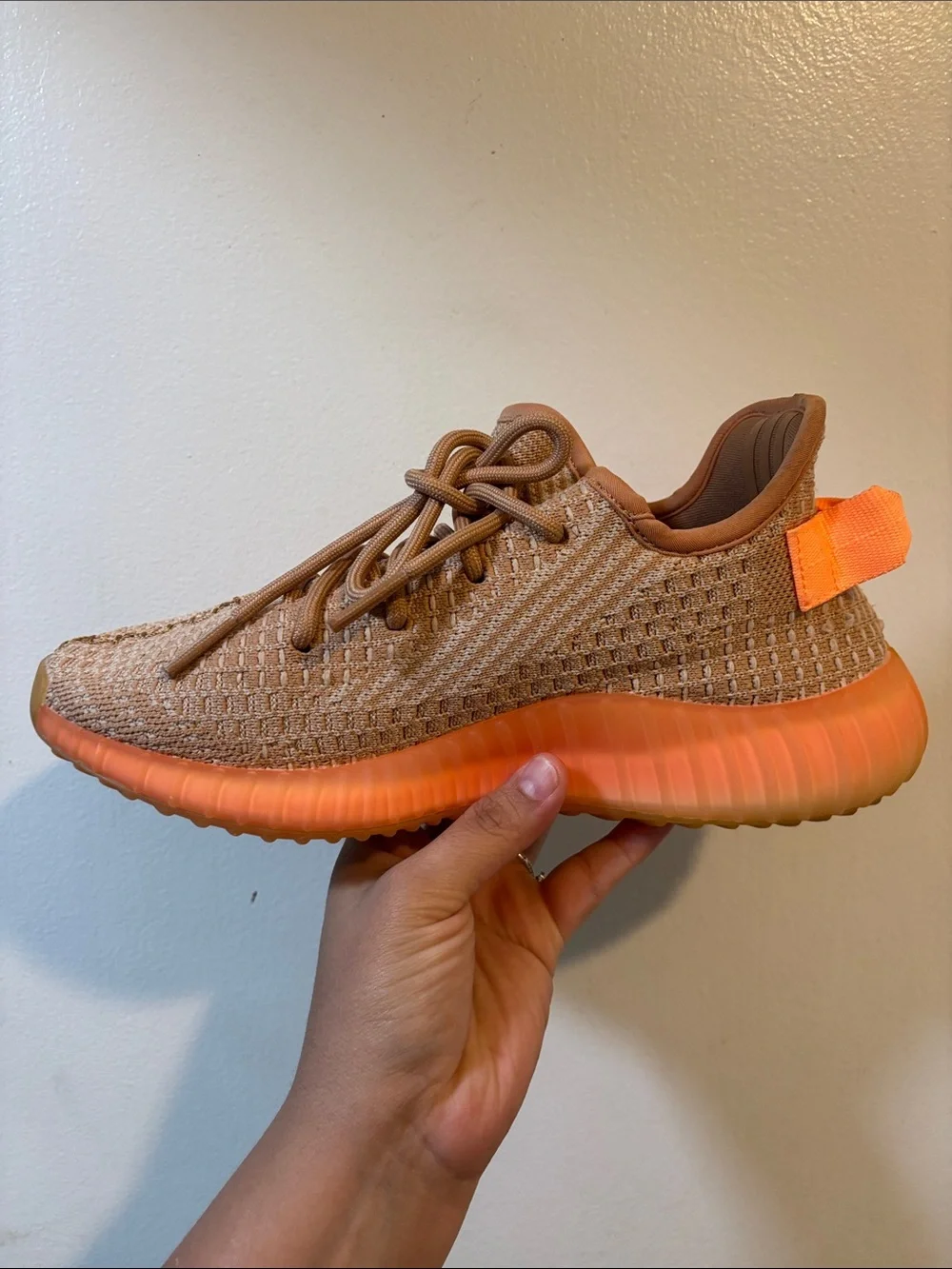 adidas Men's Knit Sneaker in Tan and Orange
